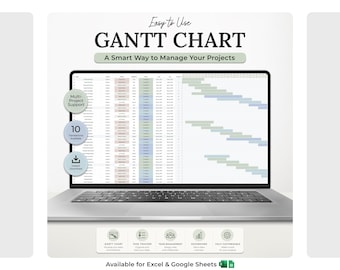 Gantt Chart Project Management Template | Team Task Tracker | Excel | Google Sheets  | Project Planner Timeline | Task Management Planner