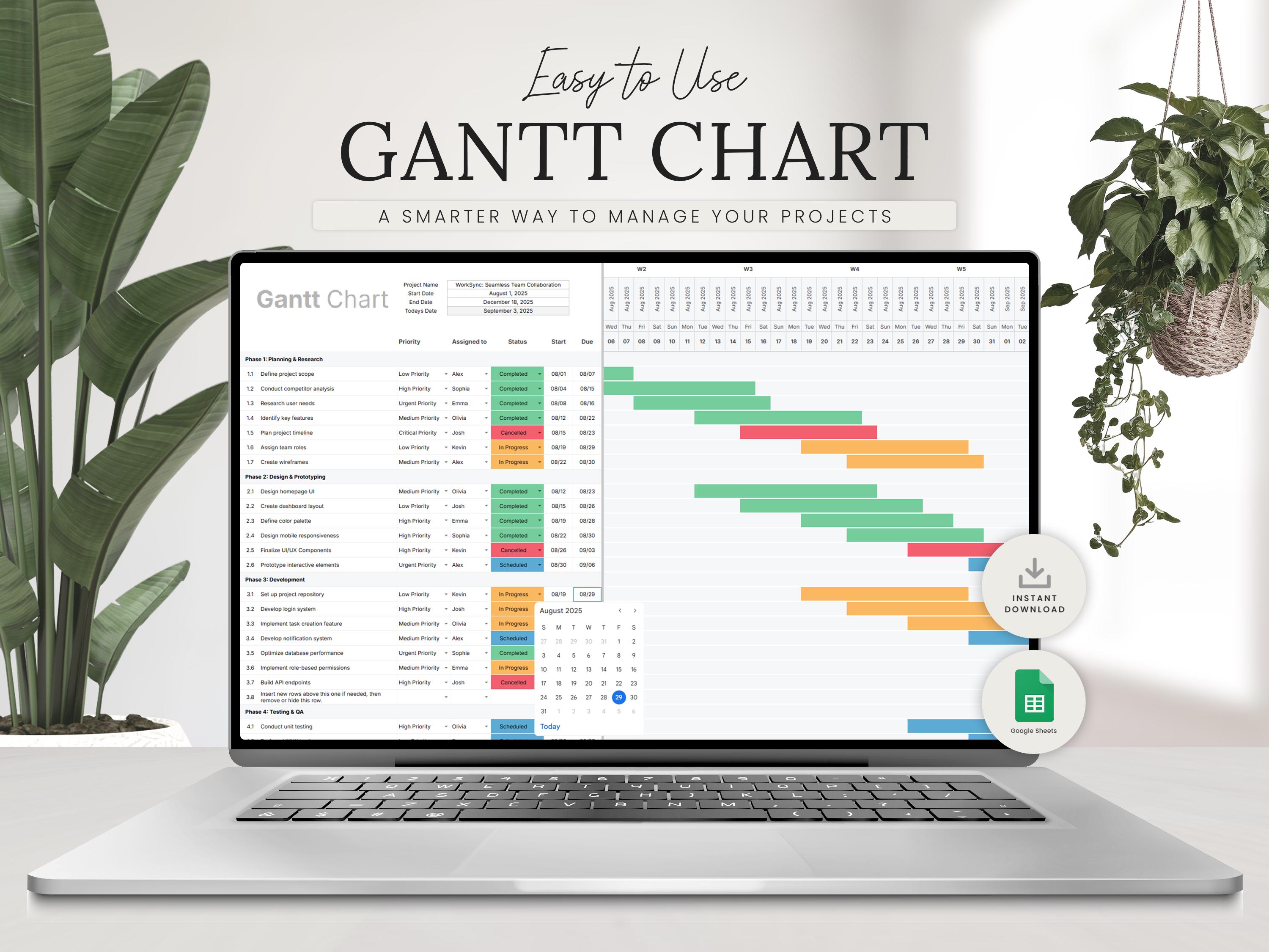 Gantt Chart Project Management Template | Team Task Tracker | Google ...