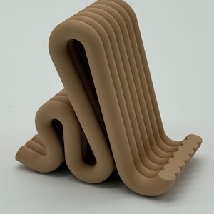 Minimalist 3D Printed Wave Phone Stand – Free Shipping w/35 – Modern Desk Accessory, Unique Gift