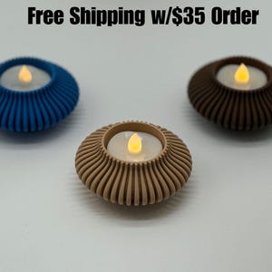 3D Printed Ribbed Tea Light Holder: Modern Minimalist Decor