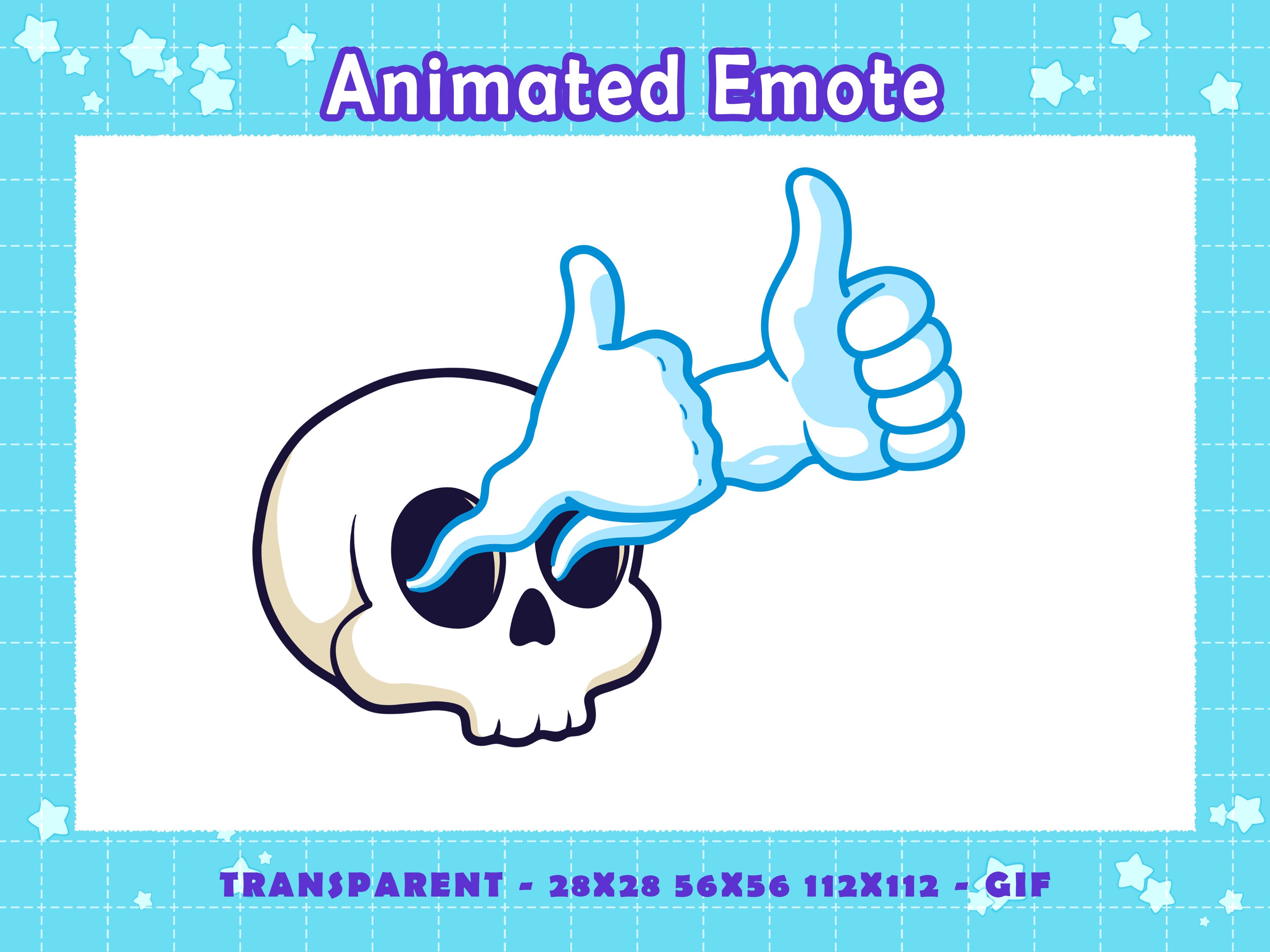 Skull Thumb Up Animated Emote: Halloween Twitch, Discord, Youtube (GIF)