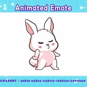 Shaking Dance Bunny Emote for Streamers, Animated Cute Bunny Twitch Emote for Discord, Kawaii Rabbit GIF for Fun Streaming Reactions