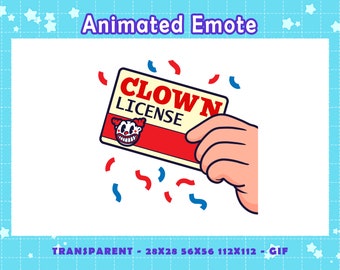 Clown License Animated Emote: Twitch Discord Emoji (Digital Download)
