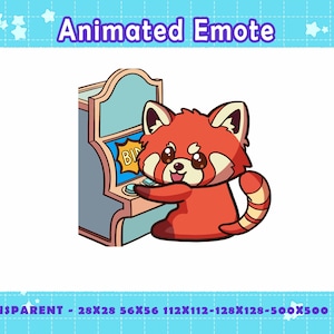 Joli panda roux animé jouant au bingo et emote gagnante pour streamers | Emote de bingo-test amusante avec une réaction joyeuse pour Discord