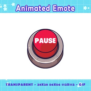 May include: Animated GIF of a red button with a gray border. The button has the word "PAUSE" in white text.