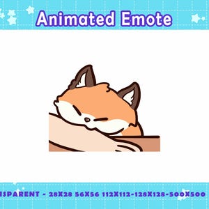 Puede incluir: Emoticono animado con un zorro de dibujos animados con pelaje naranja y orejas marrones, apoyando la cabeza sobre una superficie beige. El zorro tiene los ojos cerrados, lo que sugiere sueño o relajación. La imagen está sobre un fondo blanco con borde azul.