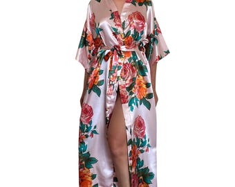 Long Length Satin Floral Rayon Dress