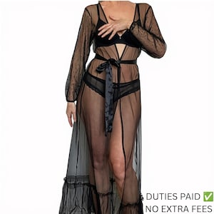 Sheer Long Lingerie Robe Full Length