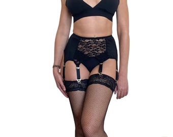 Vintage jarretellegordel tailleband met 6 metalen clips