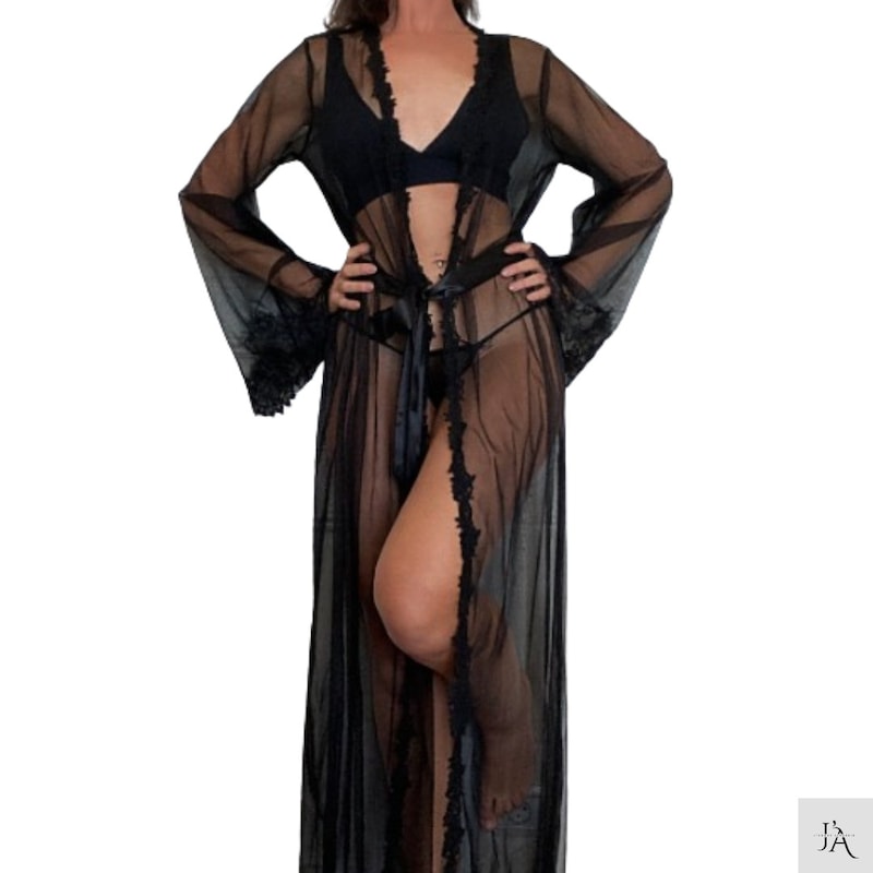 Sheer Mesh Long Robe