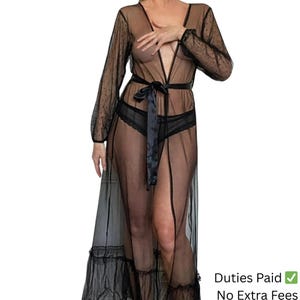 Sheer Long Lingerie Robe Full Length
