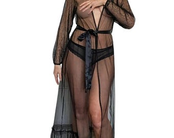 Sheer Long Dress Lingerie Long Sleeve Dress