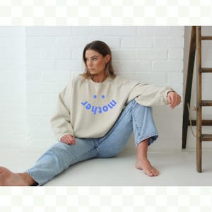Mother Smiley Face Crewneck Sweatshirt, Funny Mom Sweatshirt, Comfy Jumper, Crewneck Sweatshirt, Mother&#39;s Day Gift, Mom Crewneck