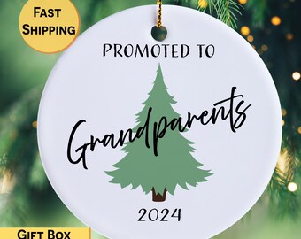 Promoted to Grandparents Ornament | First Christmas as Grandparents | New Grandparents | Pregnancy Announcement | New Grandma & Grandpa Tree
