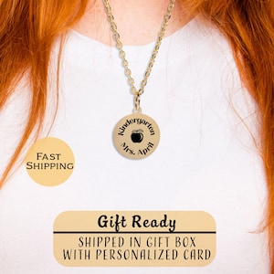 Personalized Elementary Teacher Necklace, Gift for Teacher, Preschool Teacher Appreciation, End of Year Gift from Student, teacher jewelry