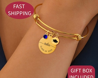 Personalized Graduation Bracelet, Name Bracelet, College Graduation Gift, Personalized High School Graduation Gift, Class of 2025, New Grad