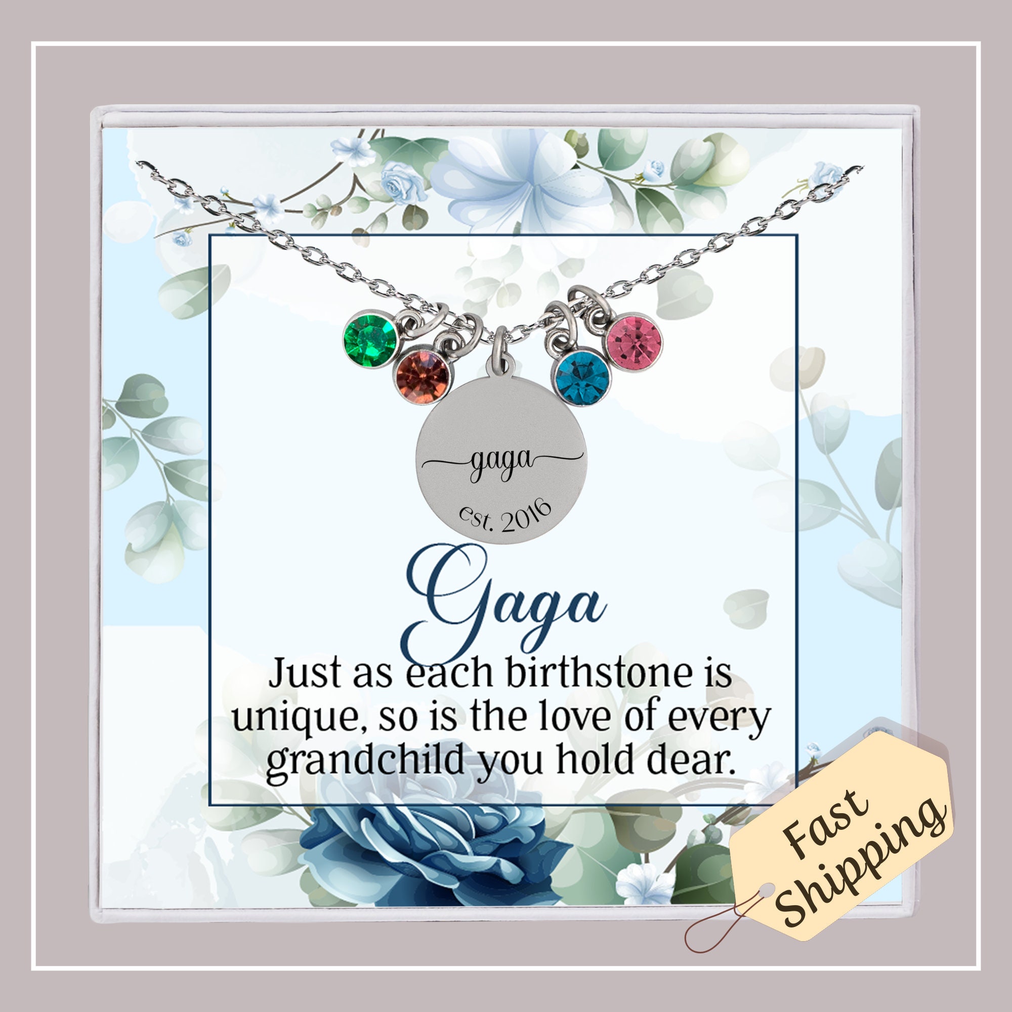 Gaga Birthstone Necklace | Personalized Gaga Gift