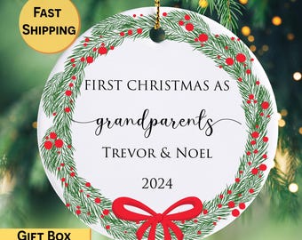 New Grandparents Ornament | First Christmas as Grandparents | Promoted to Grandparents | Pregnancy Announcement | New Grandma & Grandpa
