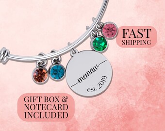 Memaw Personalized Birthstone Bracelet |  Custom Name Jewelry |  Gift for Memaw from Grandkids |  Ready to Gift