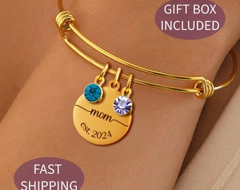 New Mom Gift Bracelet | Custom Push Present for Wife | Personalized Jewelry for First Mothers Day | Baby Shower Gift