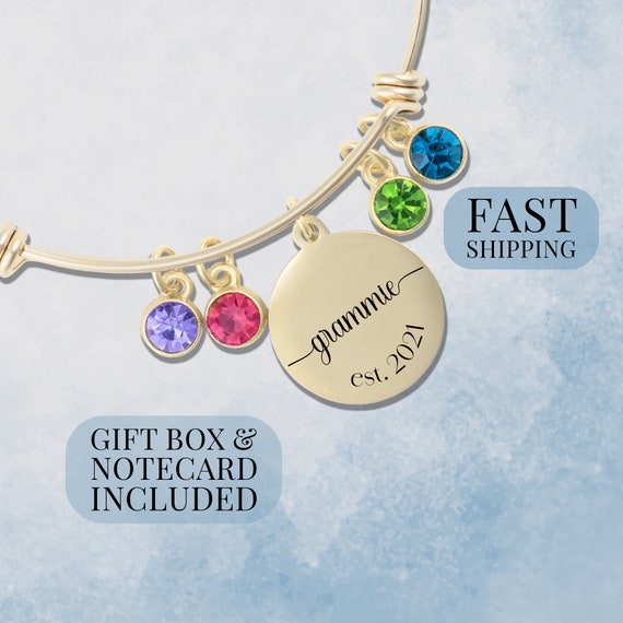 Grammie Personalized Birthstone Bracelet | Custom Name Jewelry | Gift for Grammie from Grandkids