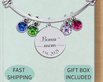 Bonus Mom Gift | Sentimental Bracelet for Stepmom with Kids Birthstones | Custom Jewelry From Stepdaughter | Meaningful Gift