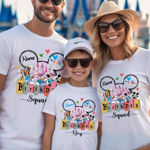 Camiseta de cumpleaños de Disney personalizada, camiseta de cumpleaños de niña de Disney, camisetas de grupo de cumpleaños de Disney, camiseta de escuadrón de cumpleaños de Disney, camiseta de cumpleaños de Disney T7