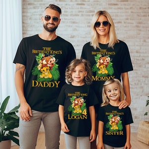 Chemise d'anniversaire du roi lion, t-shirt Simba, chemises d'anniversaire de famille assorties, chemise d'anniversaire de garçon, chemise personnalisée pour tout-petit, tenue de famille d'anniversaire T24