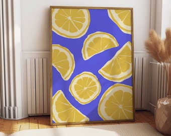 Lemons Print, Fruit Print, Kitchen Wall Art, Kitchen Print, Colorful Art Print, Trendy Prints, Eclectic Kitchen Decor, Aesthetic Kitchen