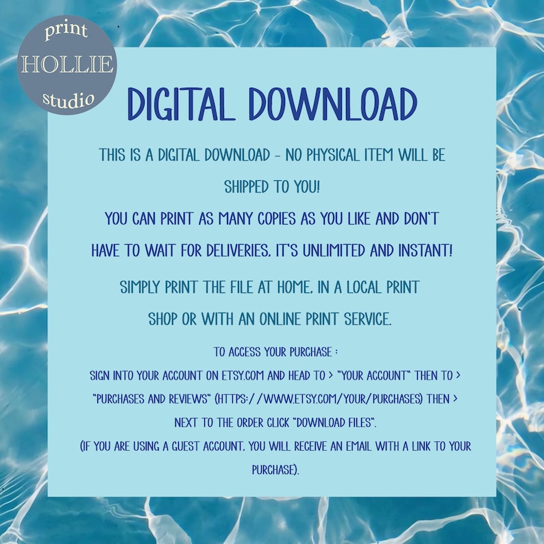 Pode incluir: Um gr&aacute;fico de download digital com um fundo de &aacute;gua azul e branco. O texto diz "Download digital" em letras brancas grandes. O texto abaixo explica que esta &eacute; uma descarga digital e que nenhum item f&iacute;sico ser&aacute; enviado. Tamb&eacute;m explica como acessar o download.