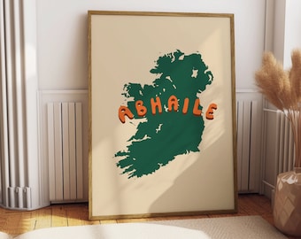 Abhaile Print, Home Print, Irish Print, Trendy Wall Art, Vintage Print, Printable Wall Art, Ireland Print, Gaelic Print, Irish Art Print