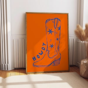 Cowboy Boot Print, Cowboy Print, Western Print, Vintage Print, Vibrant Print, Preppy Bedroom Decor, Cowgirl Print, Retro Print, Trendy Print
