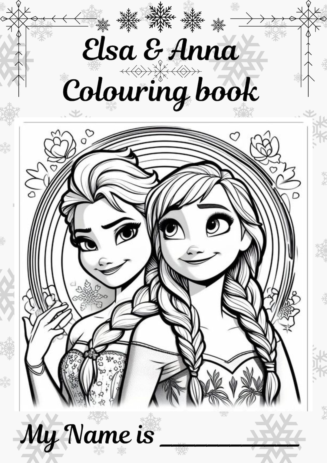 Elsa and Anna Coloring Book A4 , Kids Coloring Book and Frozen Coloring