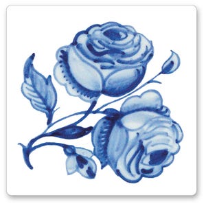 Antique Style Kiln Fired Ceramic Kitchen Wall Tiles in delft blue colours -choose a size and design - Made to order