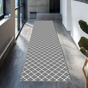 Trellis Kitchen Entrance Runner Rug, Stairway Runner, Living Room Rug, Green Hallway Runner, Non Slip Washable