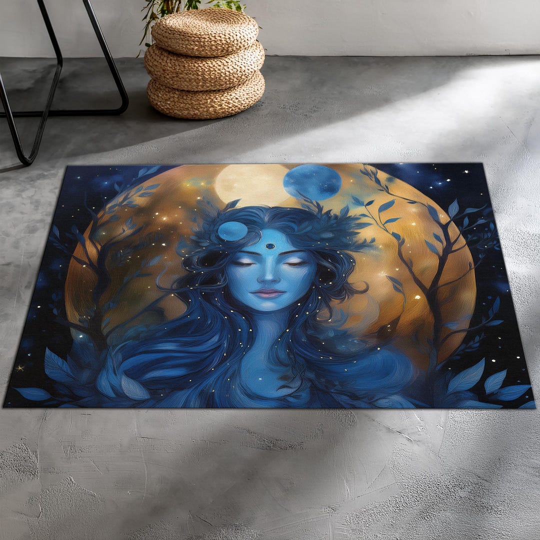 Moon Rug, Lunar Goddes Rug, Gothic Rug, Surreal Rug, Fantastic Rug ...