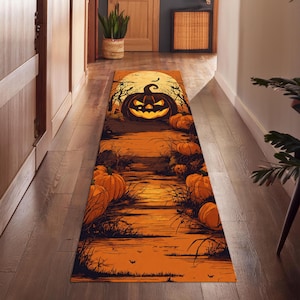 Pumpkin Rug, Halloween Decor, Horror Room Rug, Spooky Rug, Halloween Rug, Washable and Non Slip Rug