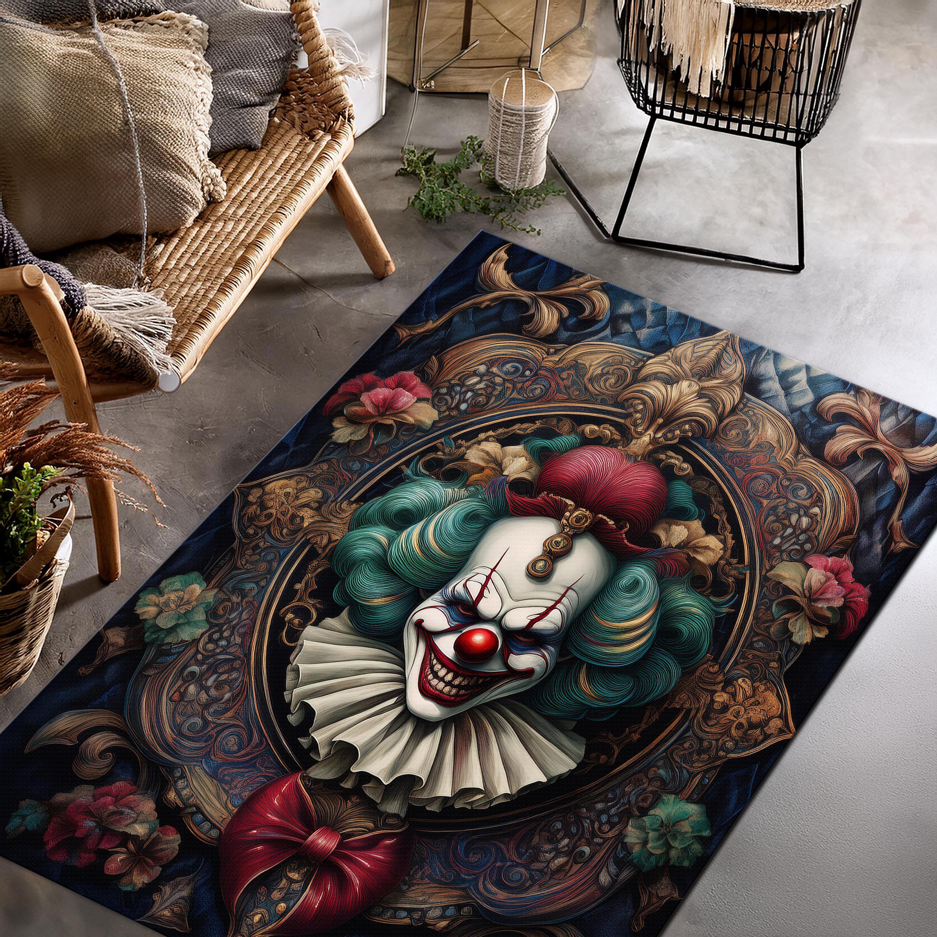 Clown Rug for Goth Room, Goth Clown Rug, Halloween Rug, Clown Rug Decor ...