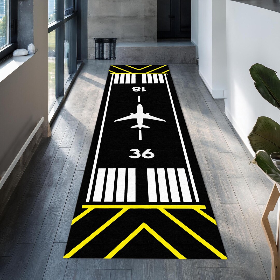 Flight Line Rug Runway Runner Rug, Airport Play Rug, Flight Play Rug, Kids Play Rug ...