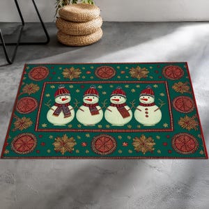 SnowMan Rug, Merry Christmas Rug, 2025 Year Rug, Christmas Gifts Rug, Holiday Aesthetic Xmas Rug, Holiday Decor Area Rug,