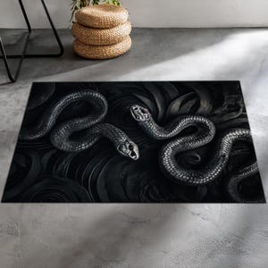 Occult Snake Rug, Witchy Rug,  Gothic Witch Rug, Satanic Rug, Dark Academia Rug,Goth Room Decor,