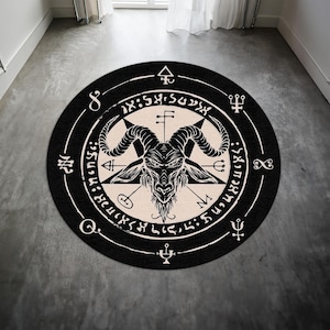 Devil Trap Pentagram Round Rug,Satanic Red Rug,Goatboi Rug,Satanic Decor,Horror Devil Rug,Devil Decor, Custom Rug
