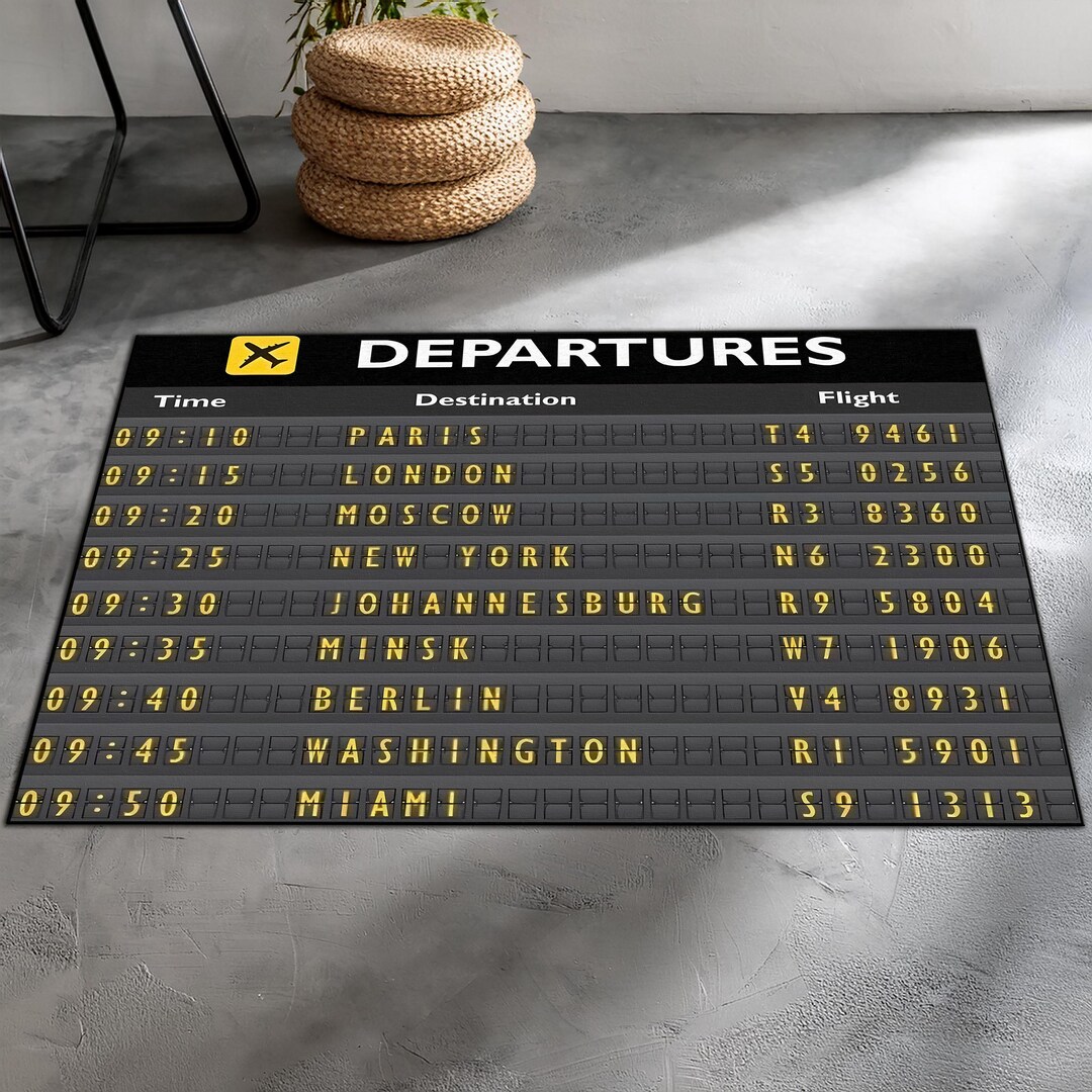 Traveling Rug Departures Rugs, Travel Rug, Airport Departure Rugs, Modern Rug, Thin ...