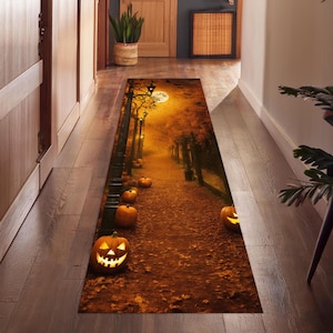 Pumpkin Rug, Halloween Decor, Horror Room Rug, Spooky Rug, Halloween Rug, Washable and Non Slip Rug
