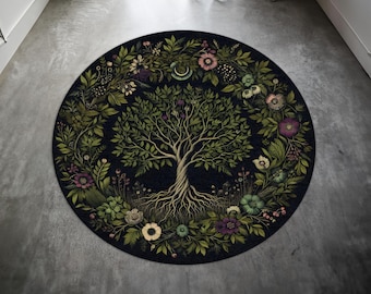 Tapis rond arbre de vie, tapis d'arbre, tapis d'arbre de style gothique, tapis d'arbre rond celtique