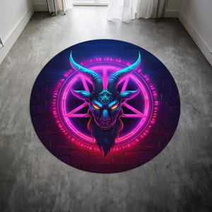 Devil Trap Pentagram Round Rug,Satanic Red Rug,Goatboi Rug,Satanic Decor,Horror Devil Rug,Devil Decor, Custom Rug