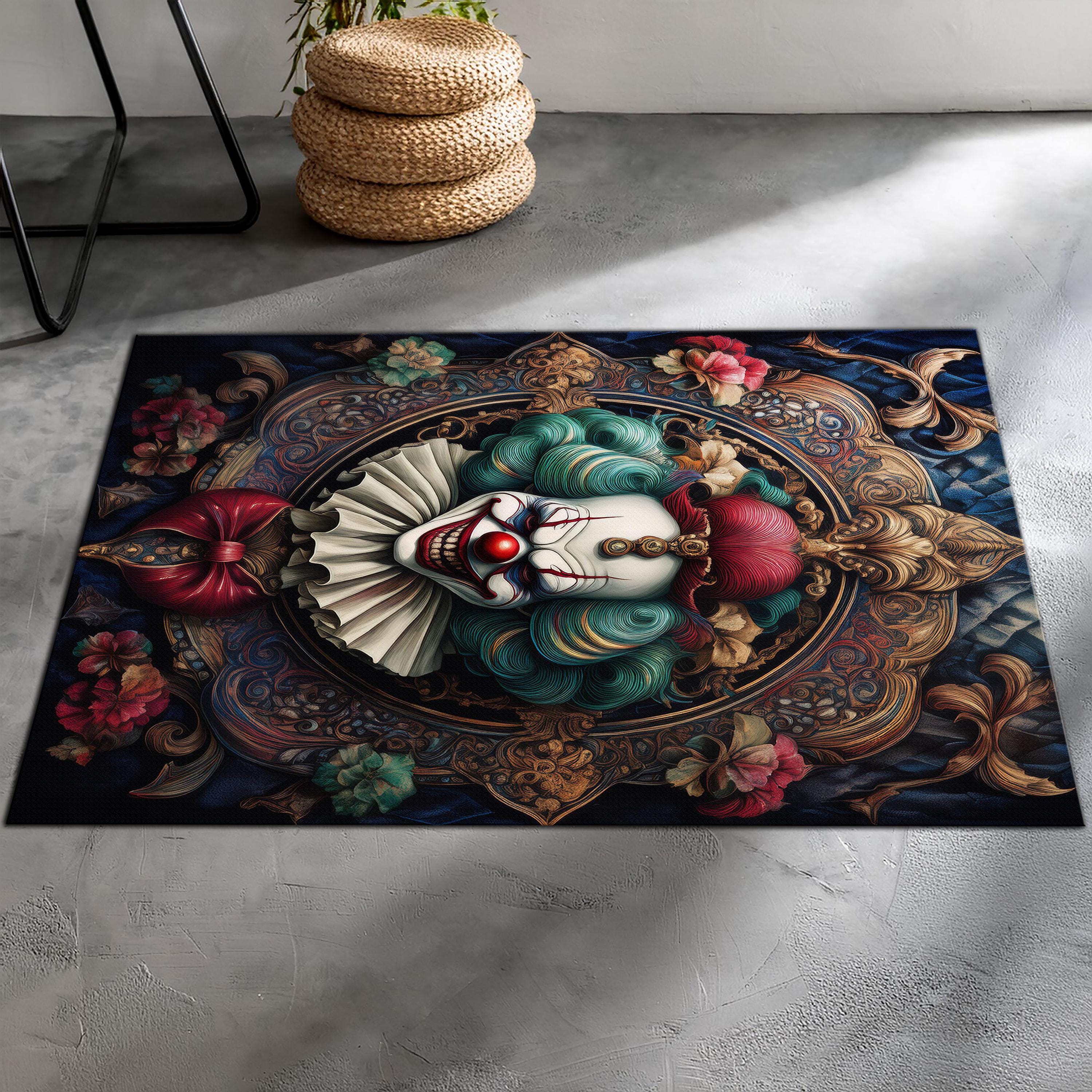 Clown Rug for Goth Room, Goth Clown Rug, Halloween Rug, Clown Rug Decor ...