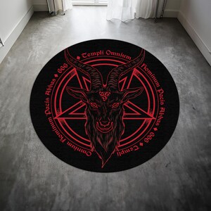Devil Pentagram Round Rug,Satanic Red Rug,Goatboi Rug,Satanic Decor,Horror Devil Rug,Devil Decor, Custom Rug