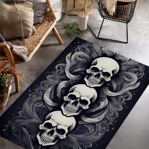 Skull Occult Rug, Skull Rugs, Occult Decor, Skull Decor, Dark Academia Rug, Horror Room Decor, Gothic Decor