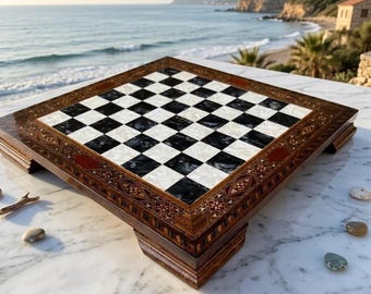 Luxury Chess Board 100% Handmade Rosewood, Handcrafted Inlaid Wooden Chess Table, Premium Solid Wood Professional Board Game, Unique Gift